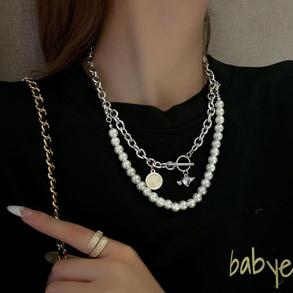 chains double pearl chain necklace love heart coin pendant creative retro bead fashion woman girl jewelry, Silver
chains double pearl chain necklace love heart coin pendant creative retro bead fashion woman girl jewelry, Silver