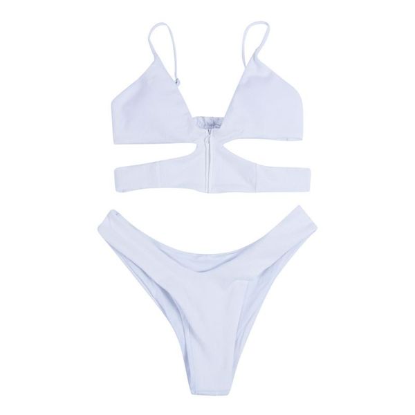 women's swimwear solid white women bikini set zipper 2021 bandage lady vintage hollow out padded triangle sportwear bathing, White;black
women's swimwear solid white women bikini set zipper 2021 bandage lady vintage hollow out padded triangle sportwear bathing, White;black