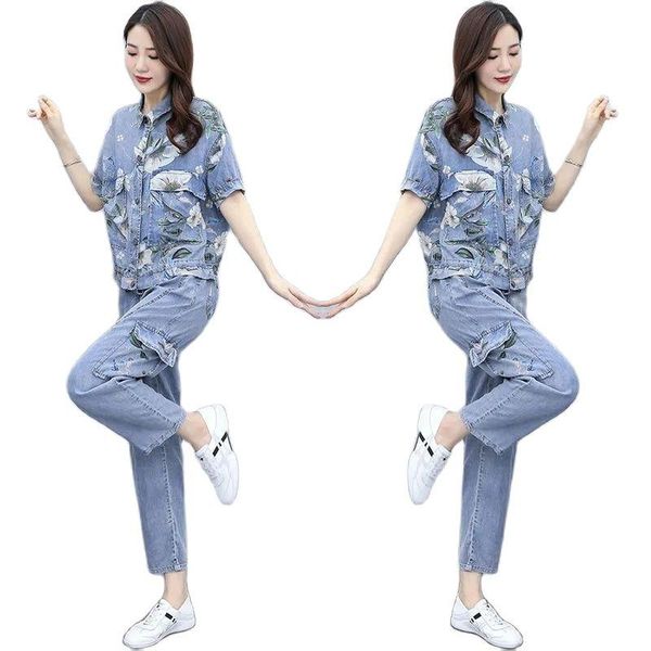 women's two piece pants tencel cowboy printing single-breasted cropped suit female summer fashion temperament loose ladies 2pcs, White
women's two piece pants tencel cowboy printing single-breasted cropped suit female summer fashion temperament loose ladies 2pcs, White