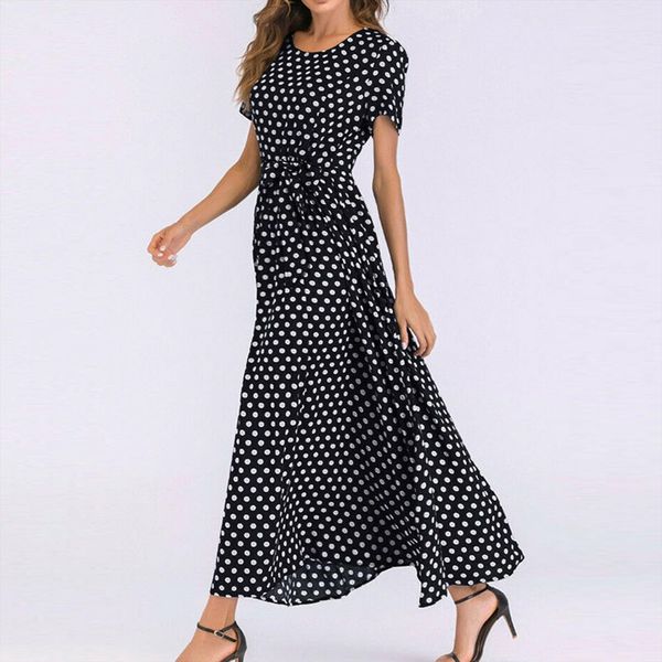 40 polka dot summer bandage women dress long maxi chiffon robe longue o neck short sleeve femme vintage, Black;gray
40 polka dot summer bandage women dress long maxi chiffon robe longue o neck short sleeve femme vintage, Black;gray
