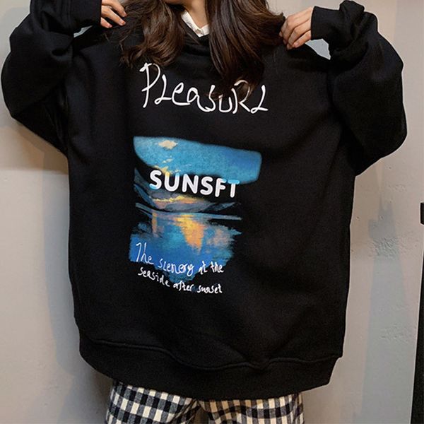 2021 cotton vintage paint letter printing sweatshirt women hoodies oversized casual bf girls pullovers autumn new fashion teens 15ub, Black
2021 cotton vintage paint letter printing sweatshirt women hoodies oversized casual bf girls pullovers autumn new fashion teens 15ub, Black