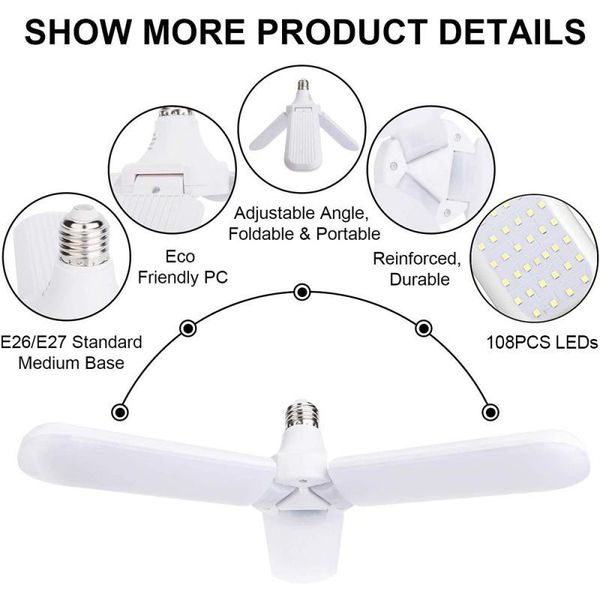 bulbs super bright led garage light workship lights home ceiling deformable lamp 60w e27/ e26 folding umbrella bulb
bulbs super bright led garage light workship lights home ceiling deformable lamp 60w e27/ e26 folding umbrella bulb