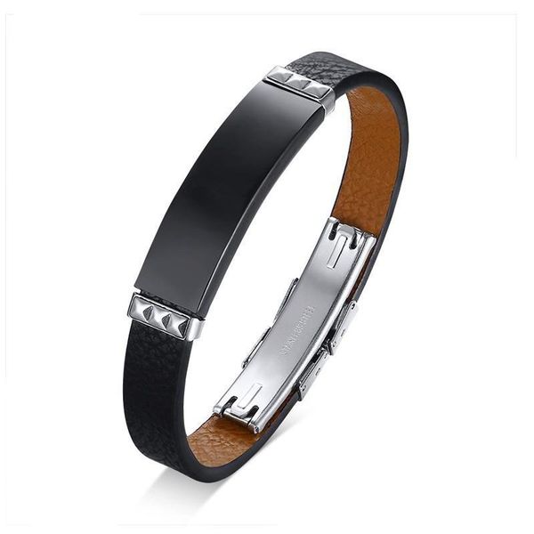 cuff 10mm classic genuine leather bracelets for men stainless steel bangle black simple male pulseira, White
cuff 10mm classic genuine leather bracelets for men stainless steel bangle black simple male pulseira, White