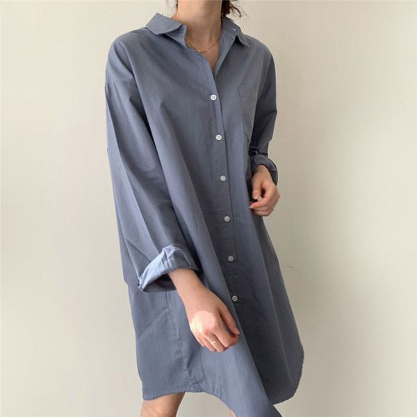 plus size autumn dress fashion long sleeve solid color casual loose gowns single-breasted cotton women's clothing 8ma7, Black;gray
plus size autumn dress fashion long sleeve solid color casual loose gowns single-breasted cotton women's clothing 8ma7, Black;gray