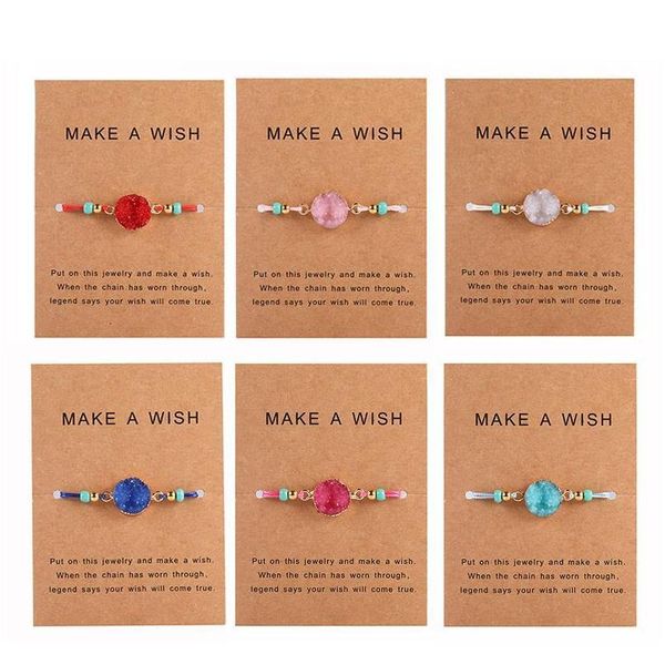 2021 handmade druzy resin stone bracelet make a wish card wax rope braided bracelets bangles with rice bead for, Golden;silver
2021 handmade druzy resin stone bracelet make a wish card wax rope braided bracelets bangles with rice bead for, Golden;silver