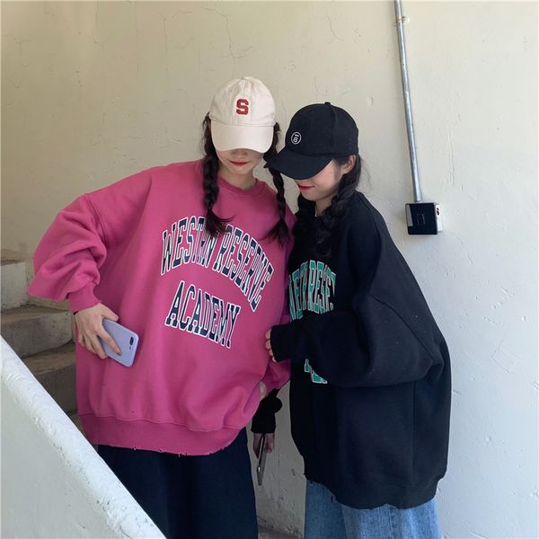 2021 new college style loose printed letters simple casual candy color sweatshirt round neck pullover drop shoulder sleeves 5yqj, Black
2021 new college style loose printed letters simple casual candy color sweatshirt round neck pullover drop shoulder sleeves 5yqj, Black