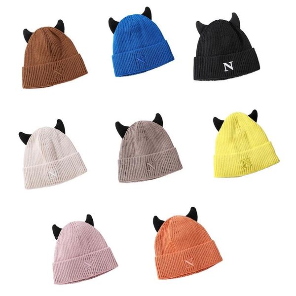 berets 573b lovely cow horns wool hat letter n beanie knitted winter for festival, Blue;gray
berets 573b lovely cow horns wool hat letter n beanie knitted winter for festival, Blue;gray