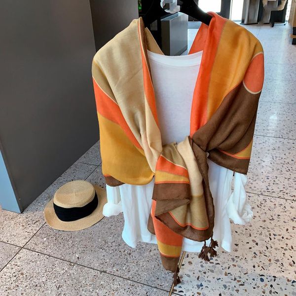 scarves 2021 summer scarf women silk color matching sea beach thin long female sunscreen shawls luxury designers, Blue;gray
scarves 2021 summer scarf women silk color matching sea beach thin long female sunscreen shawls luxury designers, Blue;gray