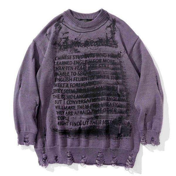 men's sweaters hip hop streetwear men damage hole vintage washed oversized knitted pullover jumper fashion punk gothic harajuku 29j8, White;black
men's sweaters hip hop streetwear men damage hole vintage washed oversized knitted pullover jumper fashion punk gothic harajuku 29j8, White;black
