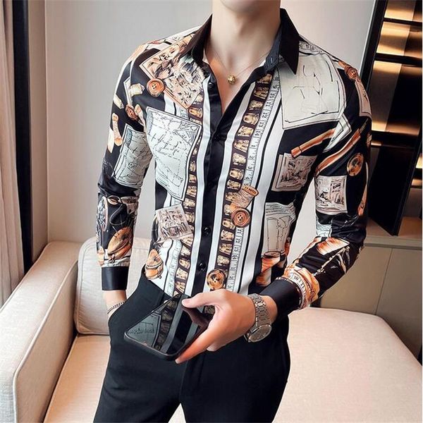 men's casual shirts autumn luxury vintage printed men shirt long sleeve slim streetwear social party nightclub clothing, White;black
men's casual shirts autumn luxury vintage printed men shirt long sleeve slim streetwear social party nightclub clothing, White;black