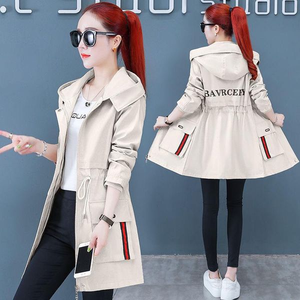 women's trench coats spring korean version of the large size women hooded windbreaker long leisure waist students coat, Tan;black
women's trench coats spring korean version of the large size women hooded windbreaker long leisure waist students coat, Tan;black