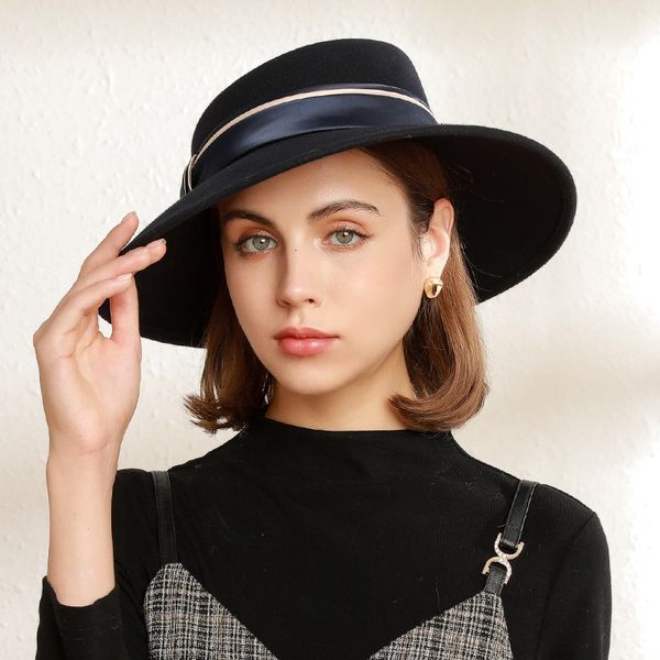 hats capssmart autumn and winter british wool felt big brim elegant temperament ribbon, Blue;gray
hats capssmart autumn and winter british wool felt big brim elegant temperament ribbon, Blue;gray