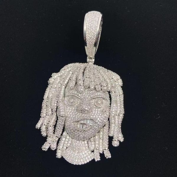 pendant necklaces european and american hip-hop jewelry full head copper inlaid zircon necklace, Silver 
pendant necklaces european and american hip-hop jewelry full head copper inlaid zircon necklace, Silver