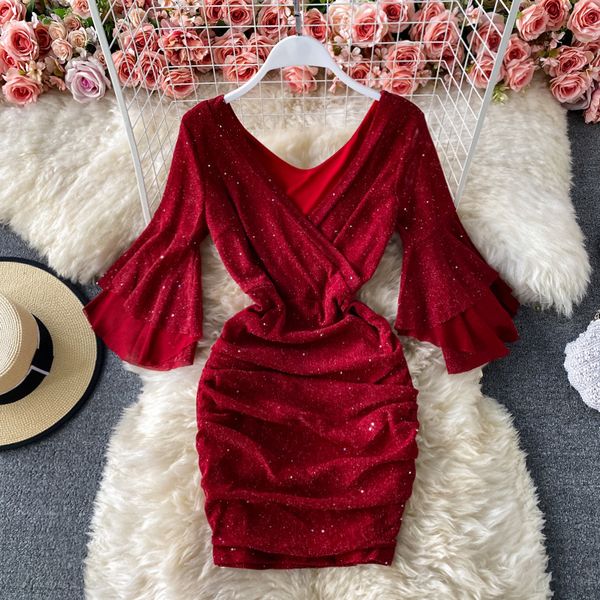 2021 red/pink/black women bling mesh pleated mini v-neck flare sleeve high waist bodycon vestidos female spring summer i5i1, Black;gray
2021 red/pink/black women bling mesh pleated mini v-neck flare sleeve high waist bodycon vestidos female spring summer i5i1, Black;gray