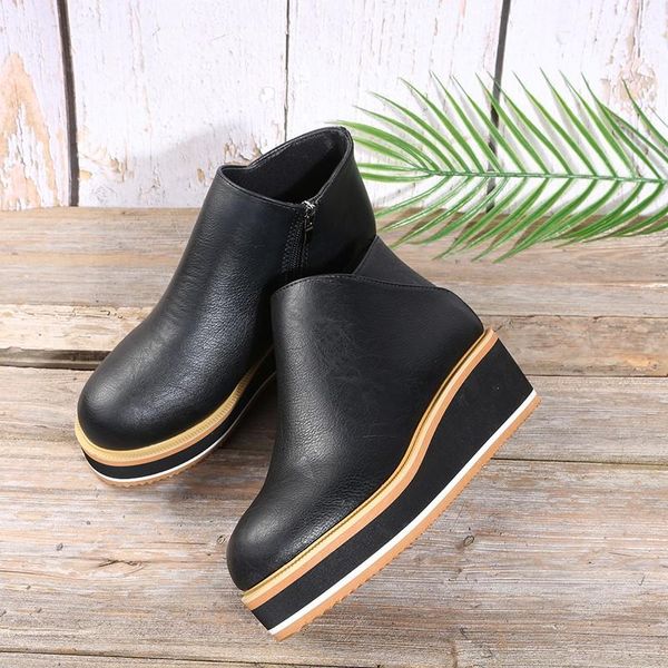 dress shoes 2021 spring and autumn simple solid color platform mid-heel wedge round toe side zipper women's single, Black
dress shoes 2021 spring and autumn simple solid color platform mid-heel wedge round toe side zipper women's single, Black
