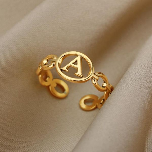 cluster rings gold letter initial for women men adjustable opening figaro chain couple ring stainless steel jewelry christmas gift, Golden;silver
cluster rings gold letter initial for women men adjustable opening figaro chain couple ring stainless steel jewelry christmas gift, Golden;silver
