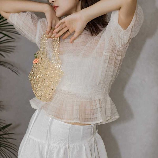 women's knits & tees tunic see through ruched puff sleeve mesh blouse transparent short summer for women fashion k7hp, White
women's knits & tees tunic see through ruched puff sleeve mesh blouse transparent short summer for women fashion k7hp, White