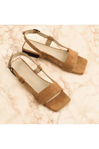 sandals women's genuine leather tan, Black
