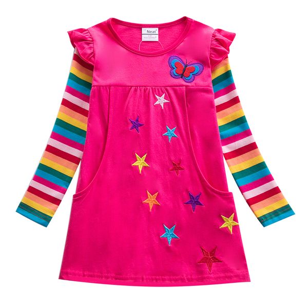 2-6years toddler girls long sleeve 3d butterfy embroidered dress girls two pocket rainbow striped sleeve cotton retro fuchsia, Red;yellow
2-6years toddler girls long sleeve 3d butterfy embroidered dress girls two pocket rainbow striped sleeve cotton retro fuchsia, Red;yellow