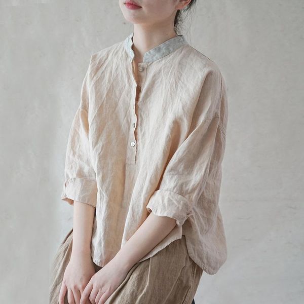 women's blouses & shirts fairynatural ladies vintage linen and 2021 summer autumn patchwork button women loose original, White
women's blouses & shirts fairynatural ladies vintage linen and 2021 summer autumn patchwork button women loose original, White