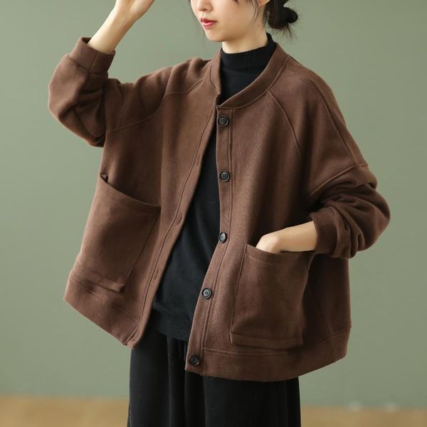 women's jackets casual large spring and autumn jacket fashion winter plush button long sleeve pocket korean coats women, Black;brown
women's jackets casual large spring and autumn jacket fashion winter plush button long sleeve pocket korean coats women, Black;brown