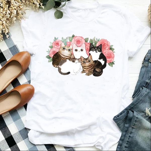 women lady cat floral 90s short sleeve cartoon cool animal print tshirt shirt clothes graphic female t tee womens t shirt, White
women lady cat floral 90s short sleeve cartoon cool animal print tshirt shirt clothes graphic female t tee womens t shirt, White