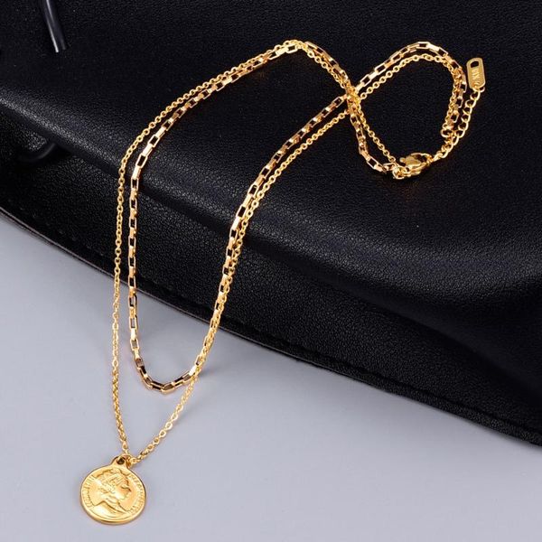 pendant necklaces stainless steel layered necklace for women coin link chain choker jewelry woman gift never fade, Silver
pendant necklaces stainless steel layered necklace for women coin link chain choker jewelry woman gift never fade, Silver