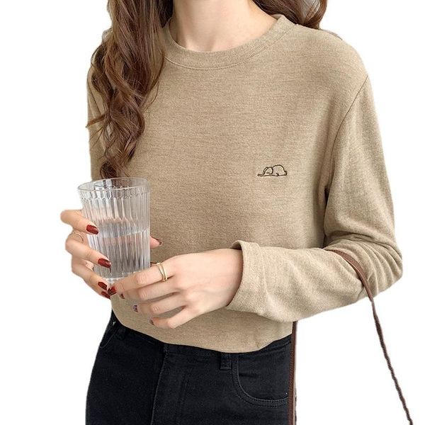 women's t-shirt autumn winter women casual fleece o-collar t-shirts female embroidery khaki white black long sleeve for office lady f0
women's t-shirt autumn winter women casual fleece o-collar t-shirts female embroidery khaki white black long sleeve for office lady f0