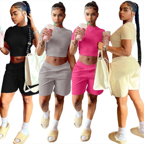 fitness 2 piece set womens tracksuits solid short sleeve crop baggy summer jogger sporty workout tracksuit, Gray
fitness 2 piece set womens tracksuits solid short sleeve crop baggy summer jogger sporty workout tracksuit, Gray