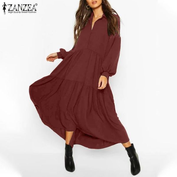 casual dresses stylish puff sleeve ruffles sundress women autumn long lapel dress elegant zanzea solid vestidos kaftan robe s-5xl, Black;gray
casual dresses stylish puff sleeve ruffles sundress women autumn long lapel dress elegant zanzea solid vestidos kaftan robe s-5xl, Black;gray
