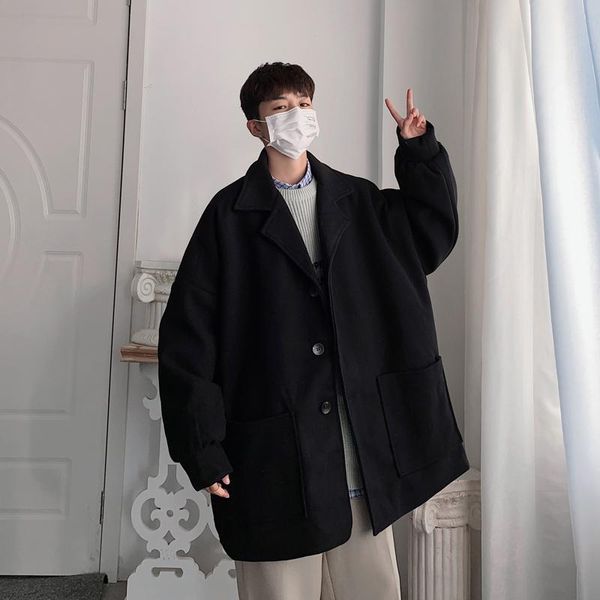 men's wool & blends winter plus cotton thick woolen coat men's warm fashion oversized men korean loose casual mens overcoat, Black
men's wool & blends winter plus cotton thick woolen coat men's warm fashion oversized men korean loose casual mens overcoat, Black