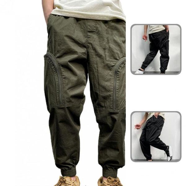 men's pants elastic waist stylish ankle banded cargo comfy trousers pockets for autumn, Black
men's pants elastic waist stylish ankle banded cargo comfy trousers pockets for autumn, Black