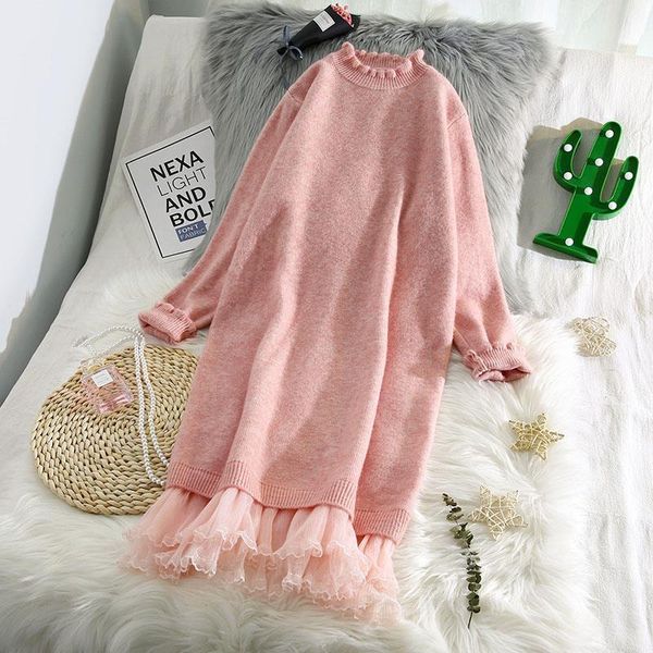 casual dresses 2021 autumn and winter fashion solid color round neck long-sleeved knitted long sweater women korean loose lace dress, Black;gray
casual dresses 2021 autumn and winter fashion solid color round neck long-sleeved knitted long sweater women korean loose lace dress, Black;gray