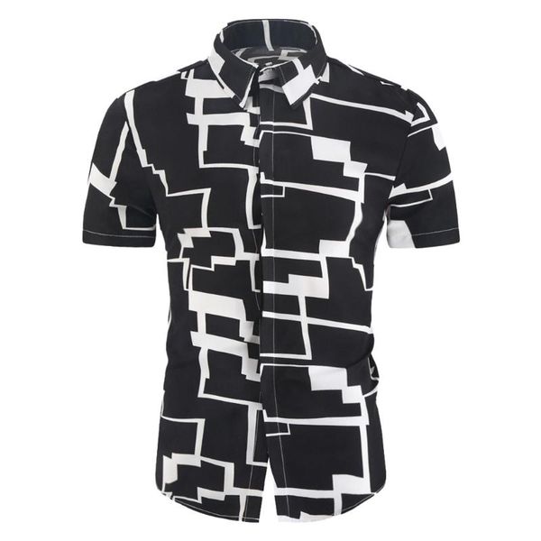 men's casual shirts geometric print men shirt loose turn-down collar short sleeve button down camisa masculina cardigan oversized top, White;black
men's casual shirts geometric print men shirt loose turn-down collar short sleeve button down camisa masculina cardigan oversized top, White;black