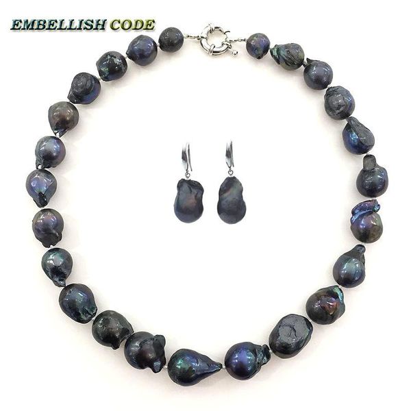 earrings & necklace fashion black color choker hook dangle set big baroque nucleated flame ball shape natural freshwater pearl, Silver
earrings & necklace fashion black color choker hook dangle set big baroque nucleated flame ball shape natural freshwater pearl, Silver
