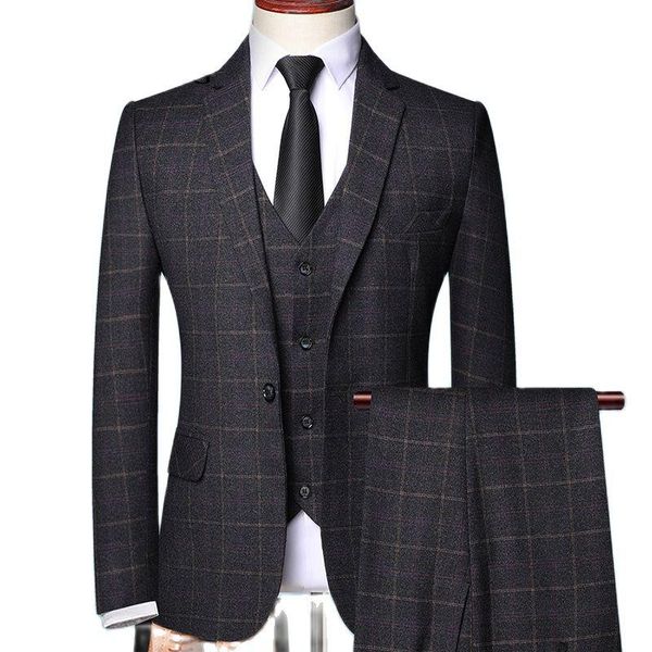 men's suits & blazers 2021 three-piece male formal business plaids suit for fashion boutique plaid wedding dress ( jacket + vest pants, White;black 
men's suits & blazers 2021 three-piece male formal business plaids suit for fashion boutique plaid wedding dress ( jacket + vest pants, White;black