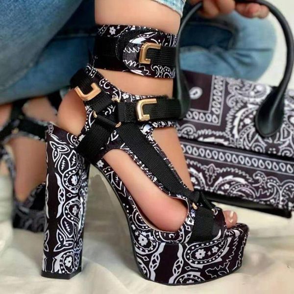 sandals platform women summer fish mouth printing flower super high heels sandalias square heel pumps club shoes woman, Black
sandals platform women summer fish mouth printing flower super high heels sandalias square heel pumps club shoes woman, Black