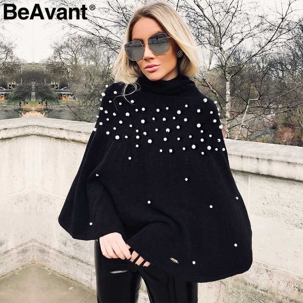 beavant turtleneck knitted winter sweater women knit loose pullover jumper pull femme pearl beaded oversized sweater cape y190830, White;black
beavant turtleneck knitted winter sweater women knit loose pullover jumper pull femme pearl beaded oversized sweater cape y190830, White;black