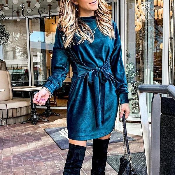 autumn round neck loose sweatshirt dress with belt solid color for women party vintage velvet dresses casual, Black;gray
autumn round neck loose sweatshirt dress with belt solid color for women party vintage velvet dresses casual, Black;gray