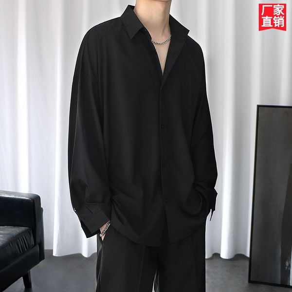 very fairy ruffian handsome black korean fashion inch long sleeve loose casual cool draping men's shirt, White;black
very fairy ruffian handsome black korean fashion inch long sleeve loose casual cool draping men's shirt, White;black