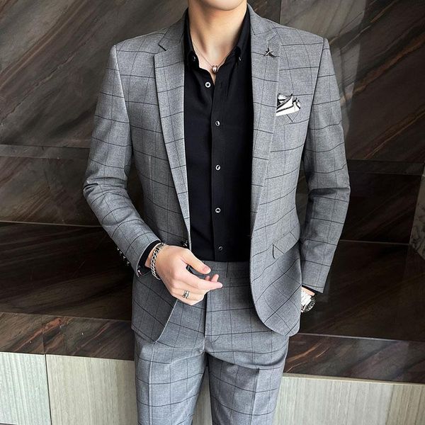 men's suits & blazers ( + pants ) fashion plaid blazer set 2 piece formal business mens slim fit wedding stage banquet party, White;black
men's suits & blazers ( + pants ) fashion plaid blazer set 2 piece formal business mens slim fit wedding stage banquet party, White;black