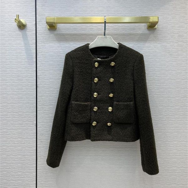 women's jackets women fashion woolen tweed wool double breast round neck h shape short coats elegant clothes female, Black;brown
women's jackets women fashion woolen tweed wool double breast round neck h shape short coats elegant clothes female, Black;brown