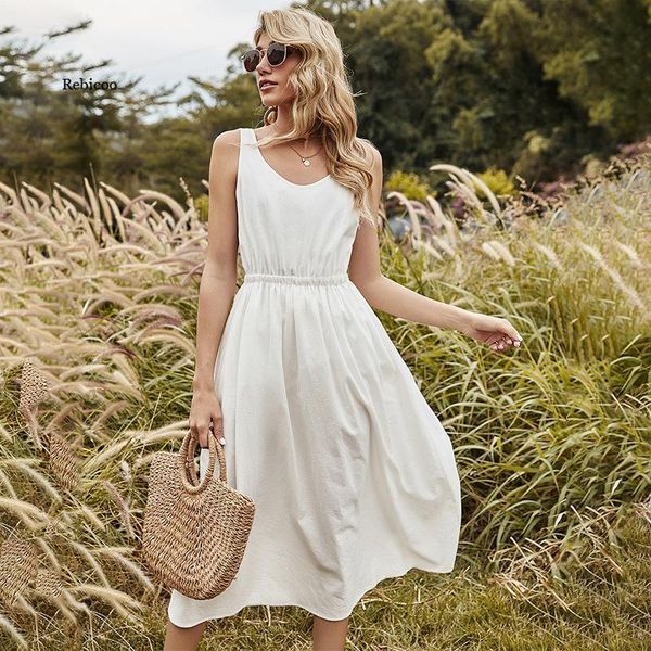 casual dresses women summer sleeveless dress solid color o neck elegant white sling for, Black;gray
casual dresses women summer sleeveless dress solid color o neck elegant white sling for, Black;gray