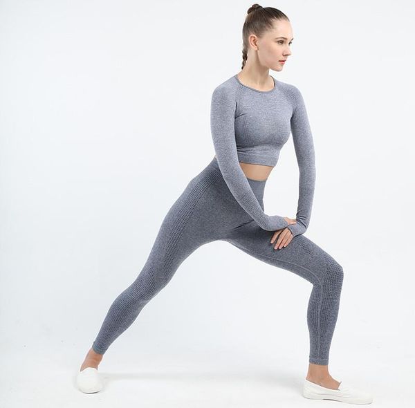 2020 european and american seamless long-sleeved fitness women's yoga suit suit sports bra stretch yoga pants tight, White;red
2020 european and american seamless long-sleeved fitness women's yoga suit suit sports bra stretch yoga pants tight, White;red
