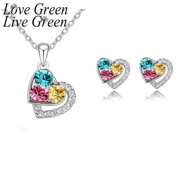 earrings & necklace crystal and heart jewelry sets multi color necklac earring set wed jewelri for woman romantic, Silver
earrings & necklace crystal and heart jewelry sets multi color necklac earring set wed jewelri for woman romantic, Silver