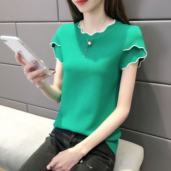 2021 ice silk sleeve t-shirts summer new o-neck short loose fashion casual women knitted pullovers bottom shirts brh0, White
2021 ice silk sleeve t-shirts summer new o-neck short loose fashion casual women knitted pullovers bottom shirts brh0, White