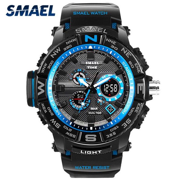 smael 1531 men sports watch big dial dual display electronic wrist watches men's led digital chronograph 50m waterproof clock, Slivery;brown
smael 1531 men sports watch big dial dual display electronic wrist watches men's led digital chronograph 50m waterproof clock, Slivery;brown