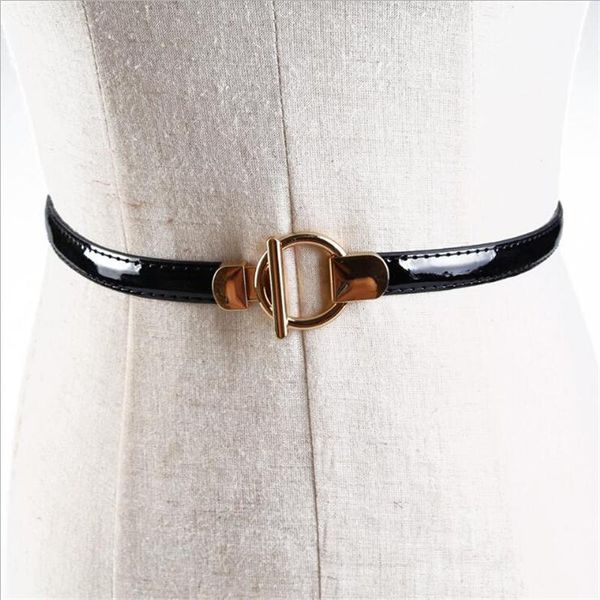 belts 2021 metal circle buckle leather for women wild fashion dress accessories high quality, Black;brown