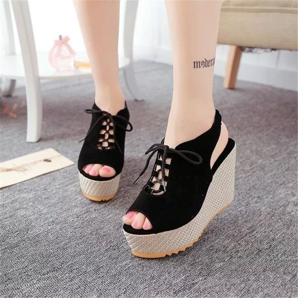 sandals 2021 summer slope heel low-korean version of the thick-soled waterproof platform high-heeled shoes casual lace, Black
sandals 2021 summer slope heel low-korean version of the thick-soled waterproof platform high-heeled shoes casual lace, Black