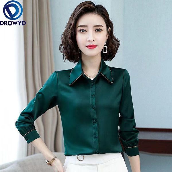 women's blouses & shirts korean 2021 summer full sleeve turn-down collar womens and elegant satin blouse office green ladies, White
women's blouses & shirts korean 2021 summer full sleeve turn-down collar womens and elegant satin blouse office green ladies, White
